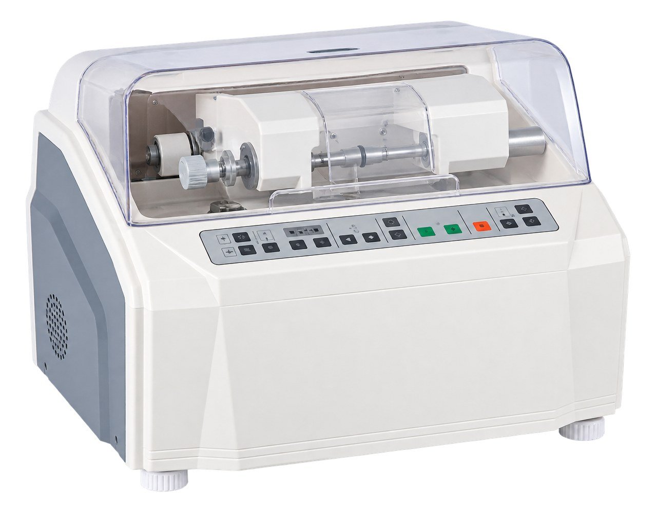 Máquina biseladora de lentes AE-688 con cubierta transparente, sujetador del lente y panel de control frontal