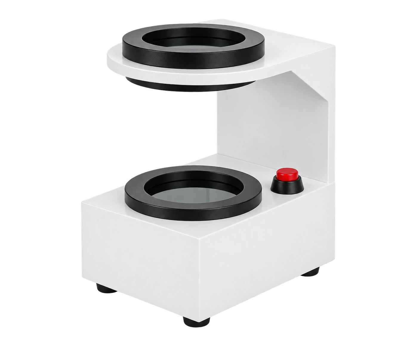 Polariscope LY-15 avec corps blanc en C, deux bagues polarisantes noires et bouton-poussoir rouge